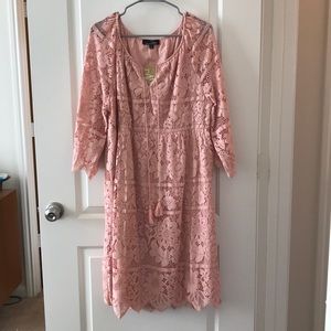 Blush pink lace dress